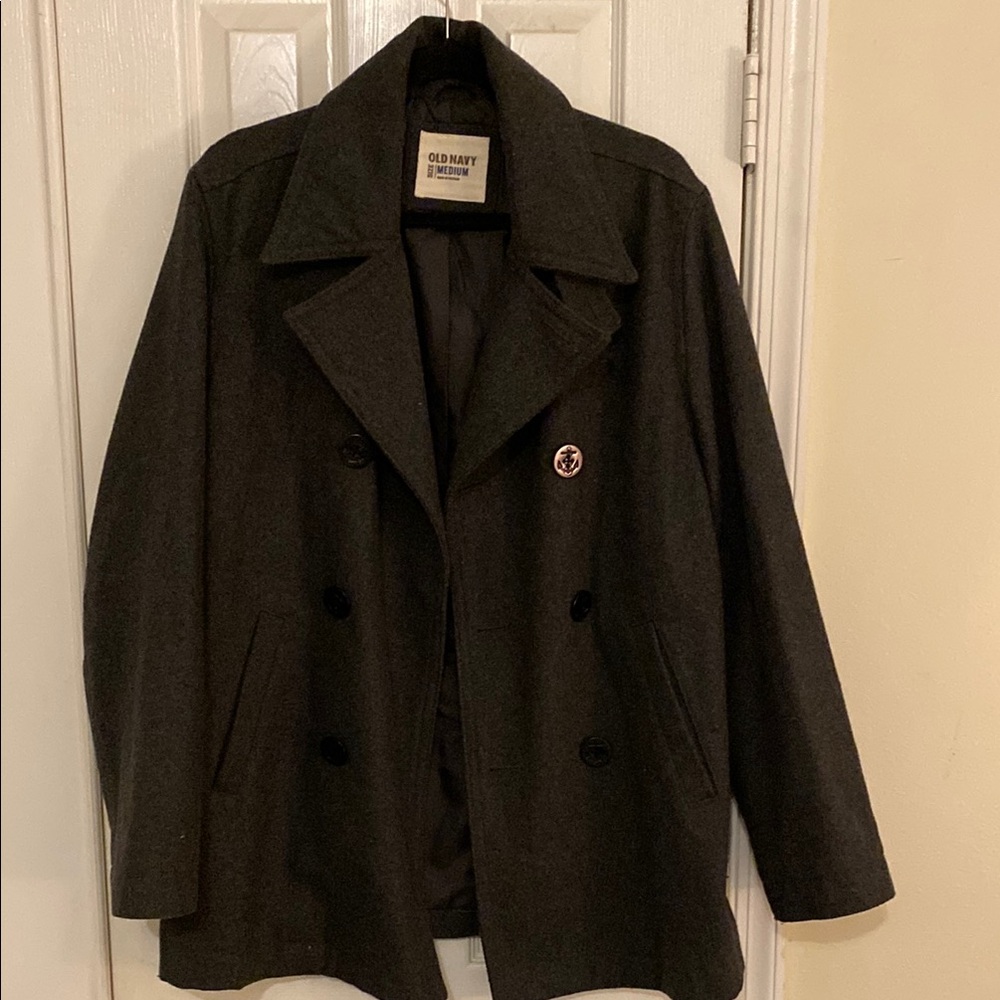 Old Navy Men's Black Peacoat